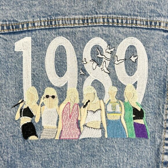 Taylor Swift Inspired Embroidered Jean Jacket 1989 Era Version 10 12 Large 162 - Picture 6 of 11